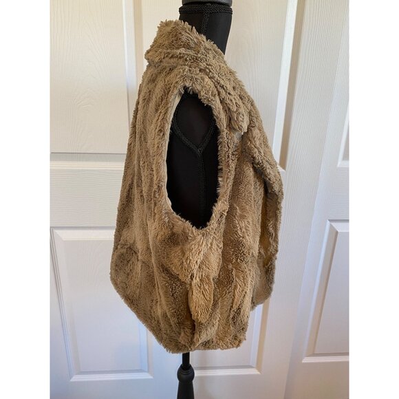 Jack By BB Dakota Tan Faux Fur Open-Front Vest With Lining sz L - Picture 6 of 9